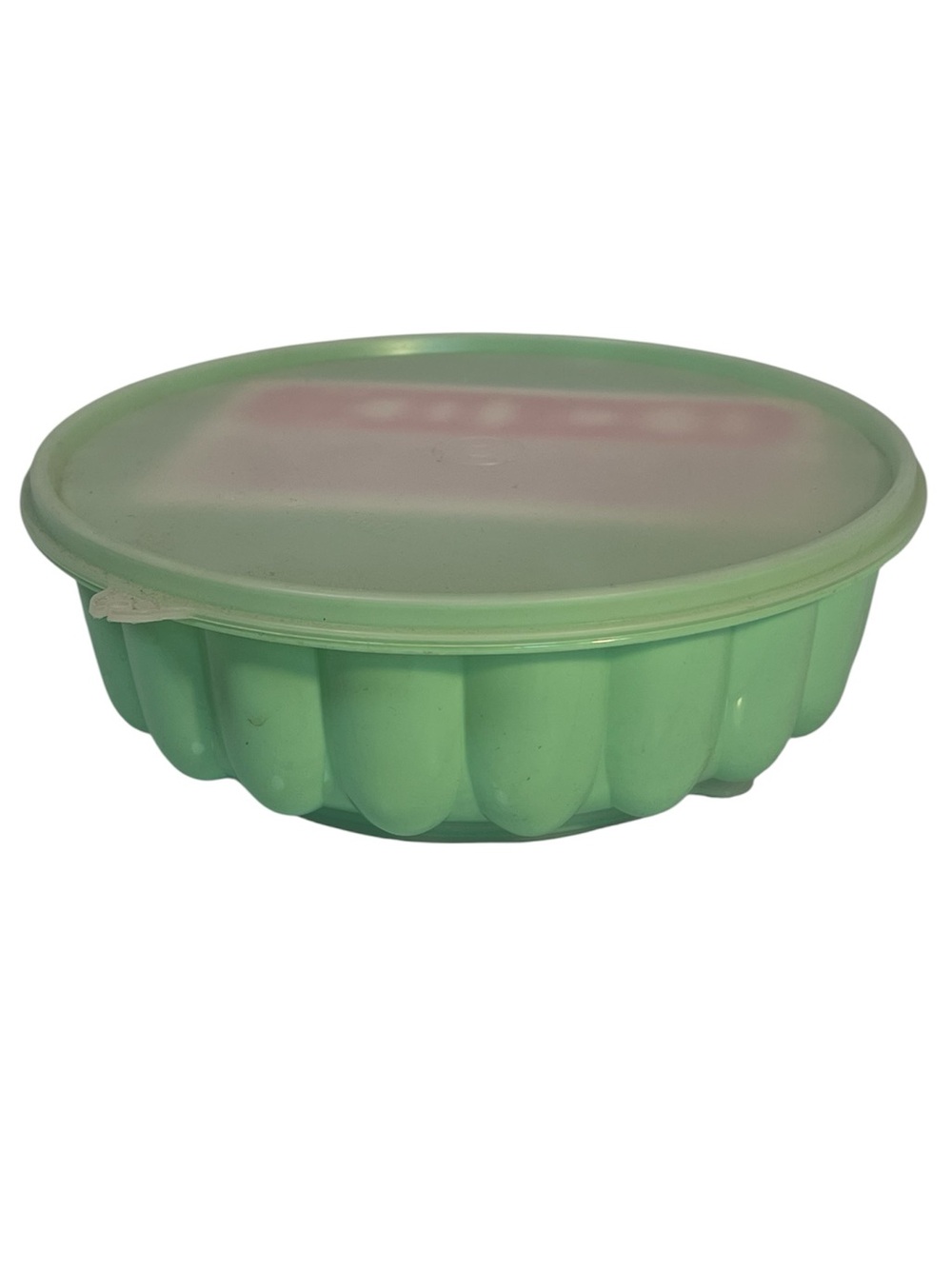 Vintage 80s Tupperware Mint Green Jello Mold with Lid & Original Instructions